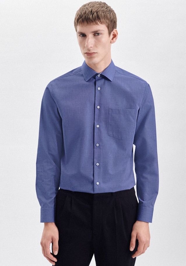 Non-iron Fil a fil Business Shirt in Regular with Kent-Collar in Medium Blue |  Seidensticker Onlineshop