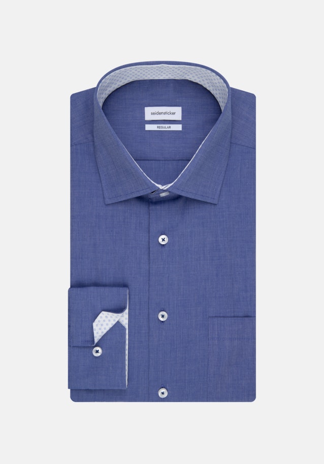 Chemise Business Regular Fil à fil Col Kent in Bleu Moyen |  Seidensticker Onlineshop