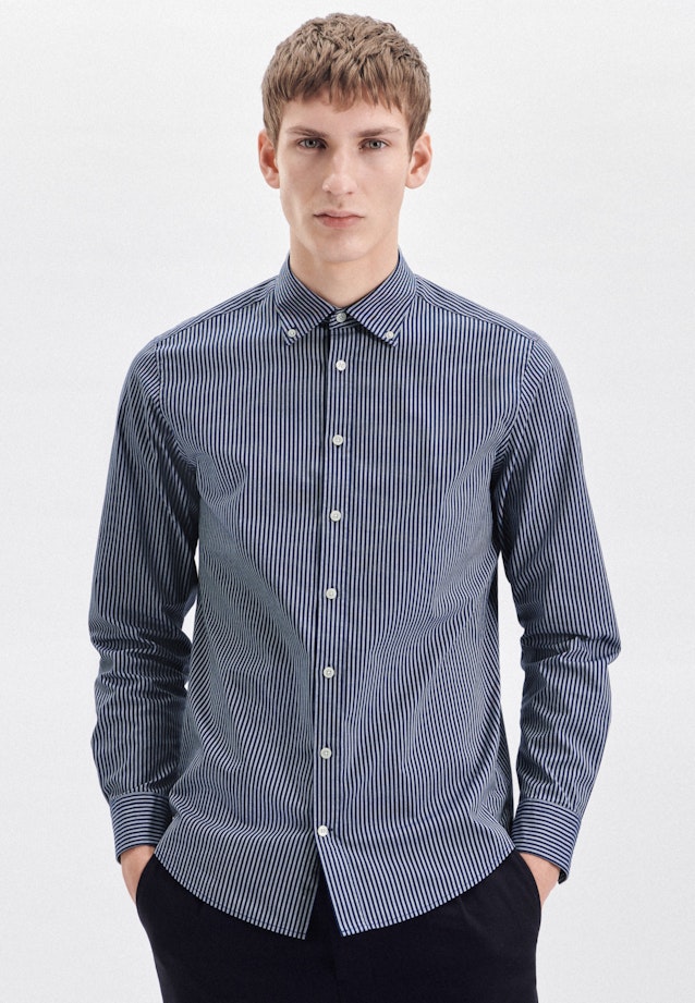 Regular Chemise Oxford rayures in Bleu Moyen |  Seidensticker Onlineshop