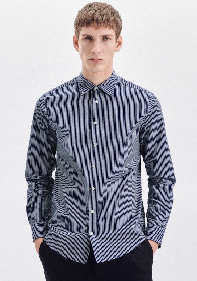 Oxfordhemd in Regular with Button-Down-Kraag in Middelmatig Blauw | Seidensticker Onlineshop