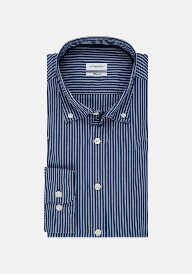 Regular Oxfordhemd Streifen in Mittelblau | Seidensticker Onlineshop