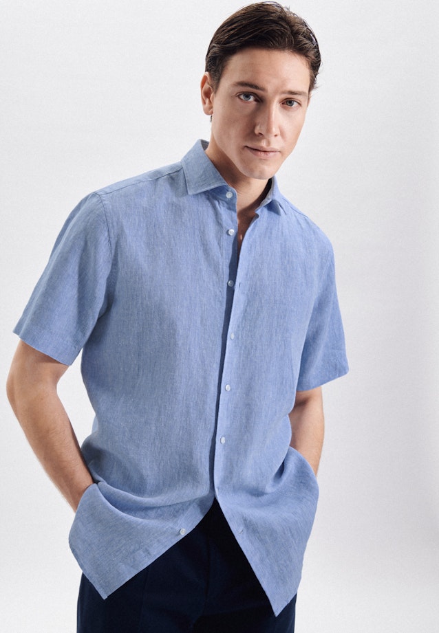 Regular fit Linen shirt Uni in Light Blue |  Seidensticker Onlineshop