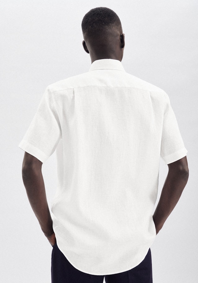 Linen Short sleeve Linen shirt in Regular fit with Kent-Collar in White | Seidensticker Onlineshop
