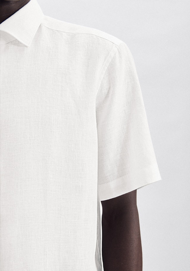 Leinen Kurzarm Leinenhemd in Regular fit mit Kentkragen in Weiß |  Seidensticker Onlineshop