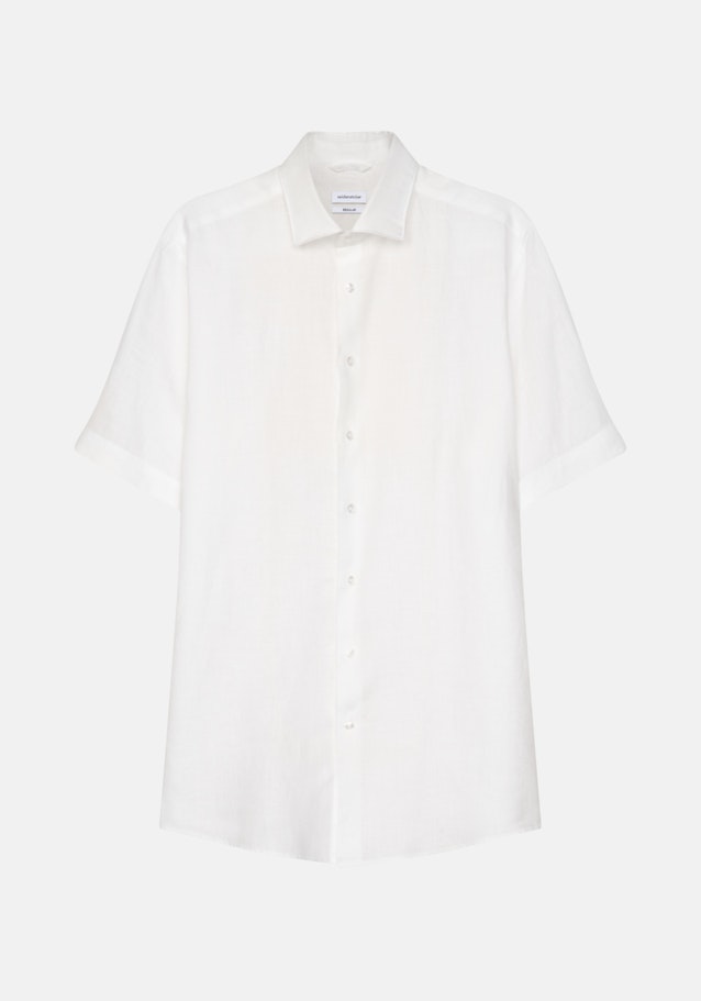 Leinen Kurzarm Leinenhemd in Regular fit mit Kentkragen in Weiß |  Seidensticker Onlineshop