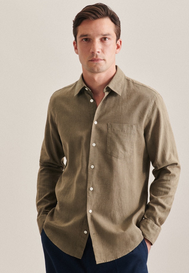 Regular Casual shirt Uni in Green |  Seidensticker Onlineshop