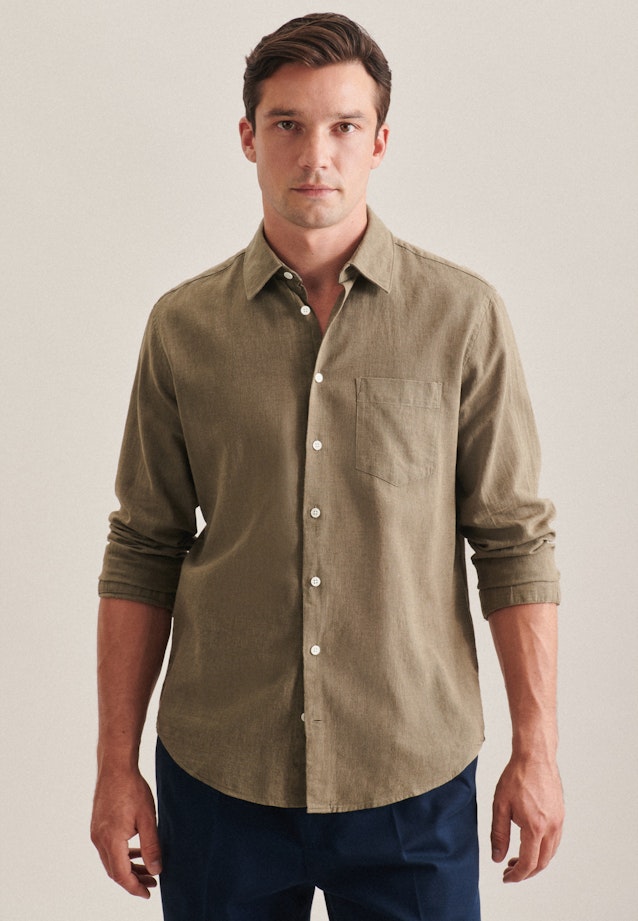Regular Casual shirt Uni in Green |  Seidensticker Onlineshop