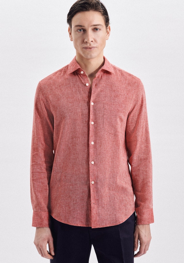 Leinwandbindung Casual Hemd in Regular mit Kentkragen in Rot | Seidensticker Onlineshop