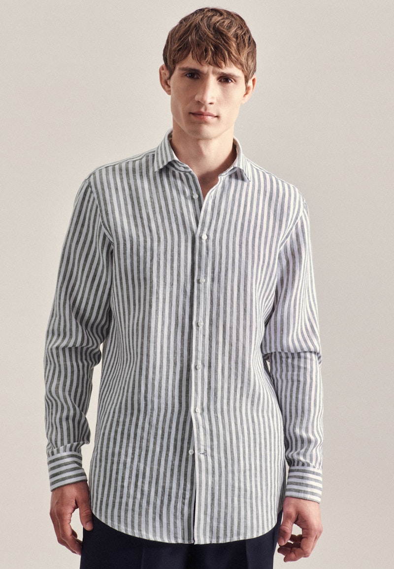 Linen shirt in Regular with Kent-Collar