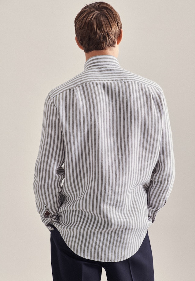 Regular Leinenhemd Streifen in Grün |  Seidensticker Onlineshop