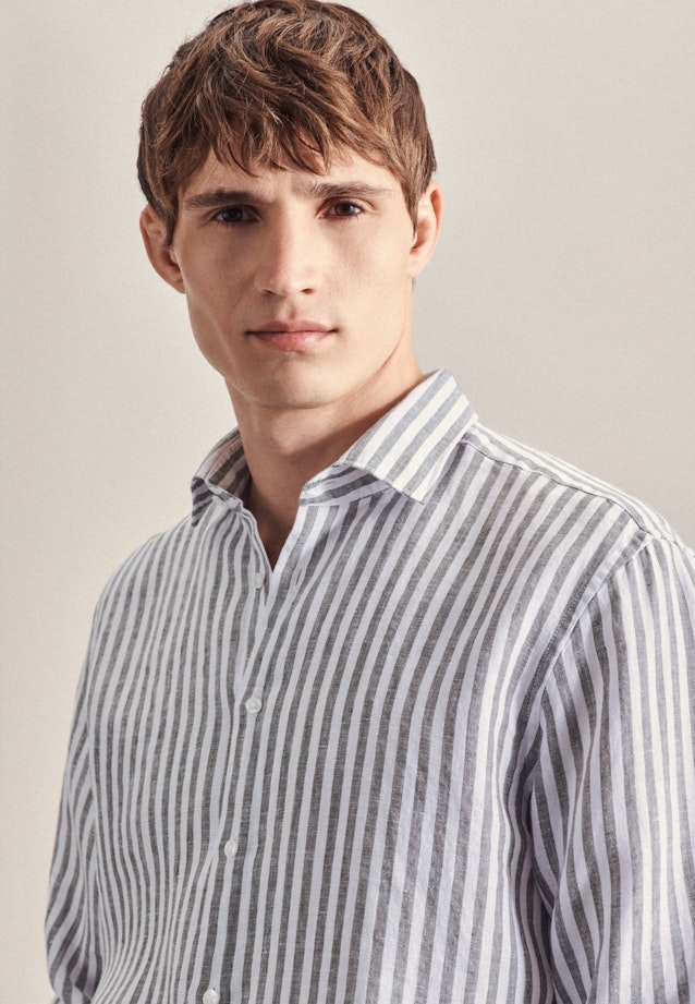 Regular Leinenhemd Streifen in Grün |  Seidensticker Onlineshop