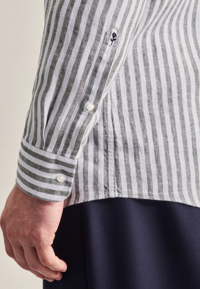 Regular Leinenhemd Streifen in Grün |  Seidensticker Onlineshop