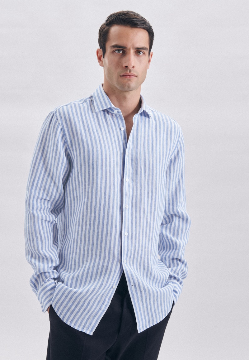 Linen shirt in Regular with Kent-Collar