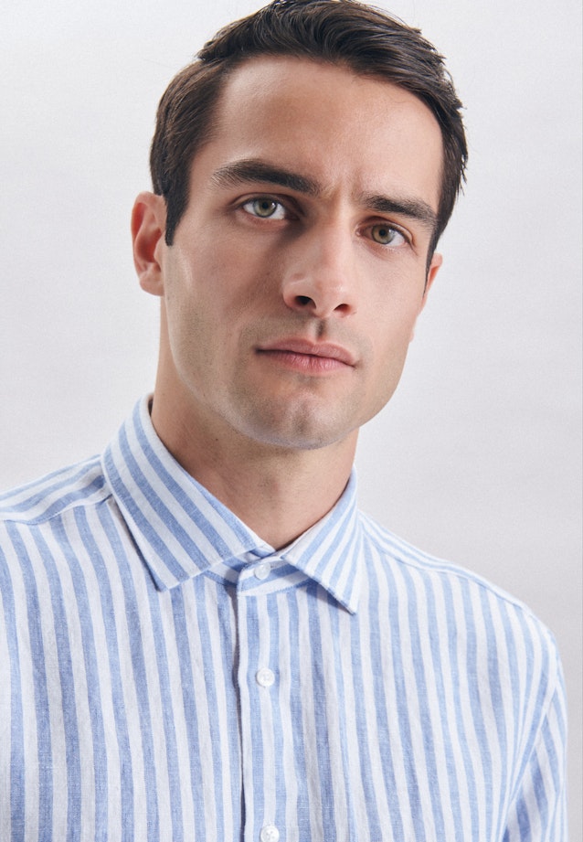 Regular Leinenhemd Streifen in Hellblau |  Seidensticker Onlineshop