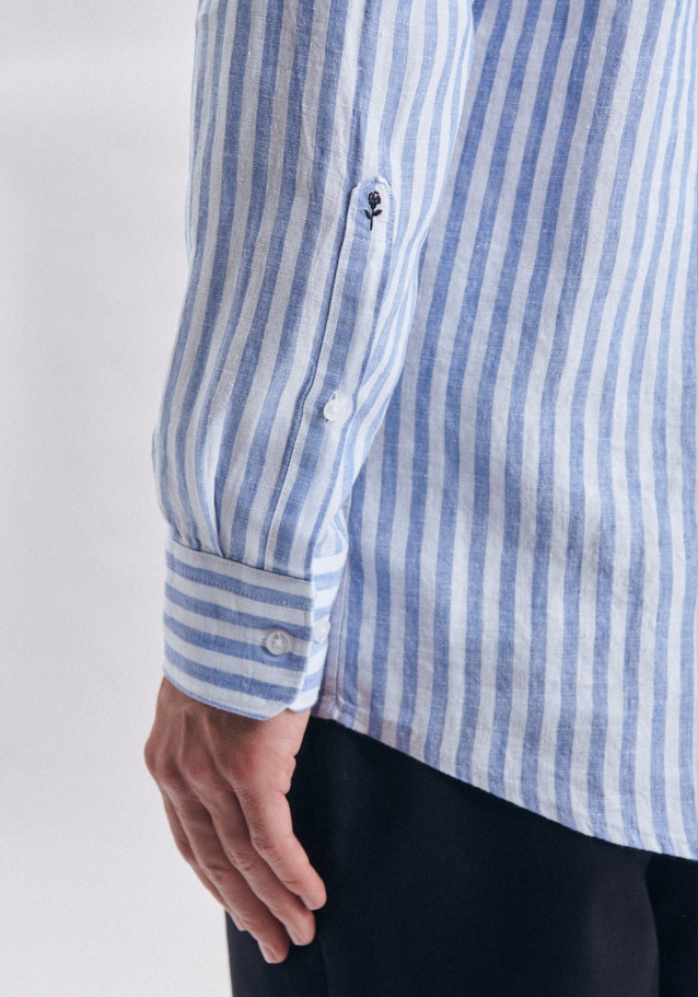 Linen shirt in Regular with Kent-Collar in Light Blue |  Seidensticker Onlineshop