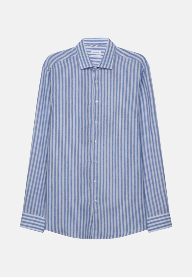 Regular Linen shirt Stripe in Light Blue |  Seidensticker Onlineshop