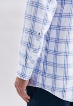 Regular Leinenhemd Karo in Hellblau |  Seidensticker Onlineshop