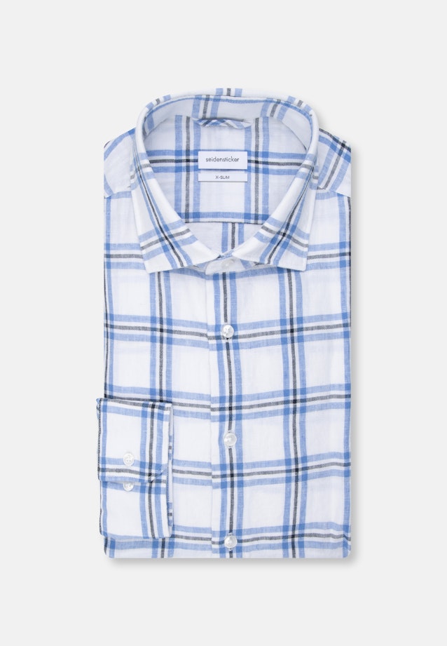 Regular Leinenhemd Karo in Hellblau |  Seidensticker Onlineshop