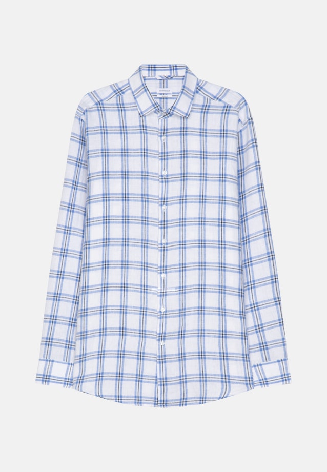 Regular Leinenhemd Karo in Hellblau |  Seidensticker Onlineshop
