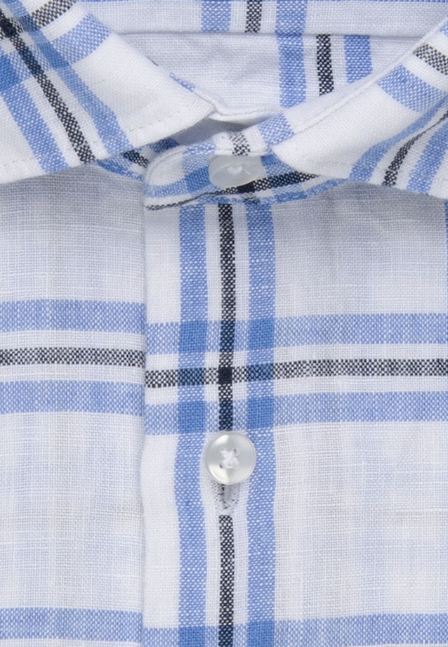 Regular Chemise en lin carreaux in Bleu Clair |  Seidensticker Onlineshop
