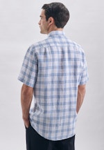 Linen Short sleeve Linen shirt in Regular with Kent-Collar in Light Blue |  Seidensticker Onlineshop