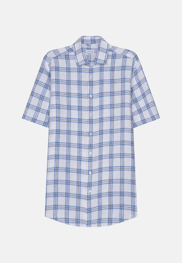Regular Chemise en lin carreaux in Bleu Clair |  Seidensticker Onlineshop