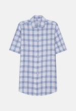 Regular Chemise en lin carreaux in Bleu Clair |  Seidensticker Onlineshop