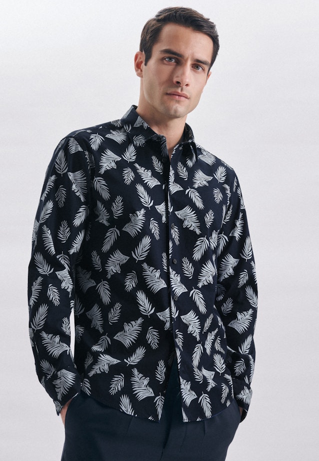 Regular Casual Hemd Druck in Dunkelblau |  Seidensticker Onlineshop