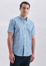 Popeline Casual Hemd in Regular mit Button-Down-Kragen in Türkis |  Seidensticker Onlineshop