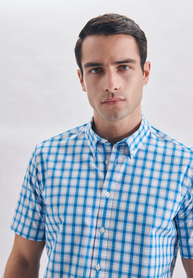 Regular Casual Hemd Karo in Türkis |  Seidensticker Onlineshop