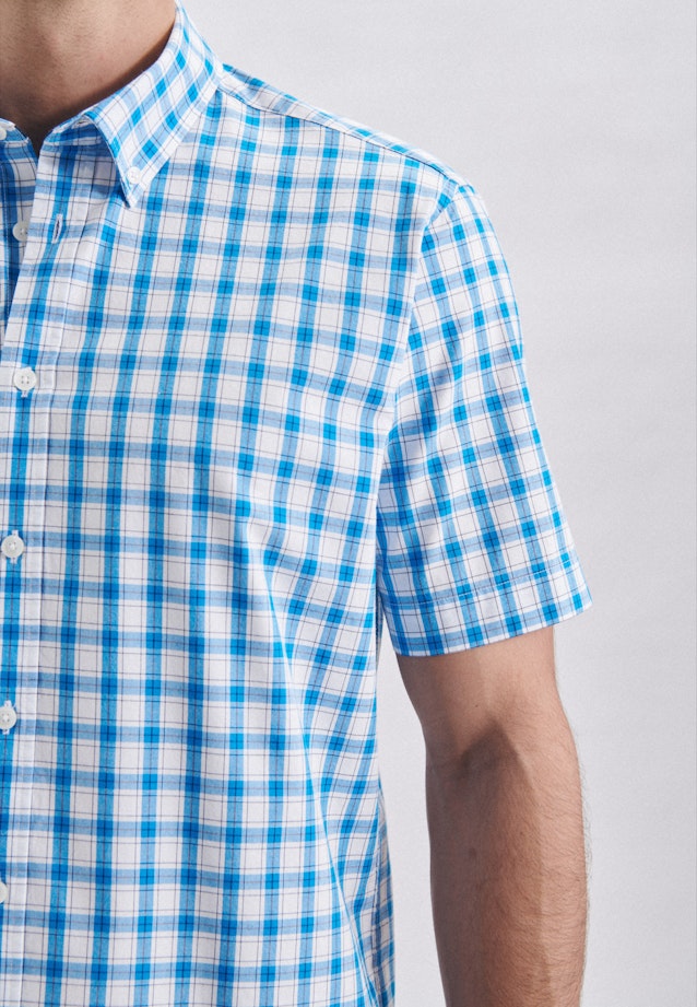 Popeline Casual Hemd in Regular mit Button-Down-Kragen in Türkis |  Seidensticker Onlineshop