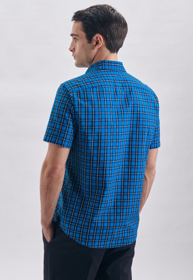 Twill Short sleeve Casual Shirt in Regular with Button-Down-Collar in Turquoise | Seidensticker online shop