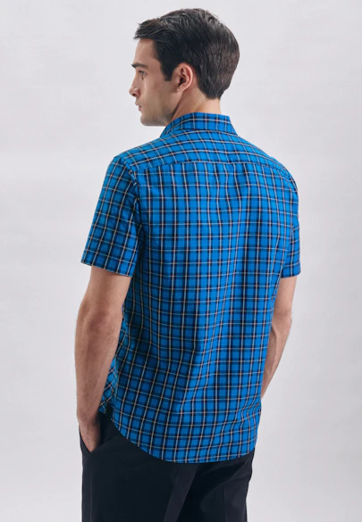 Regular Casual Hemd Karo in Türkis |  Seidensticker Onlineshop