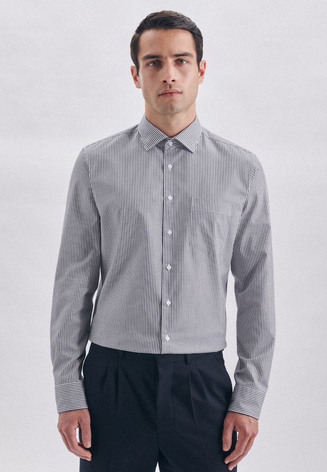 Slim Business Hemd Streifen in Dunkelblau |  Seidensticker Onlineshop
