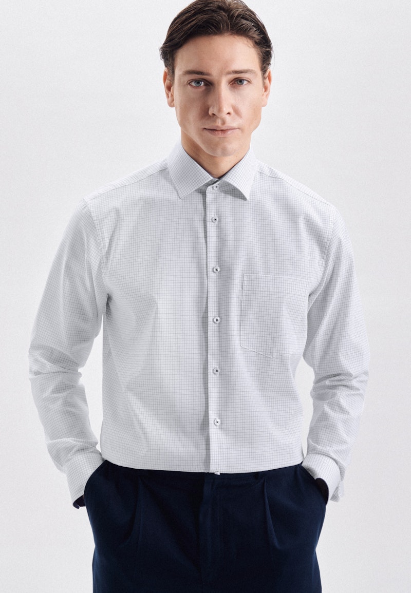Non-iron Poplin Business Shirt in Regular fit with Kent-Collar