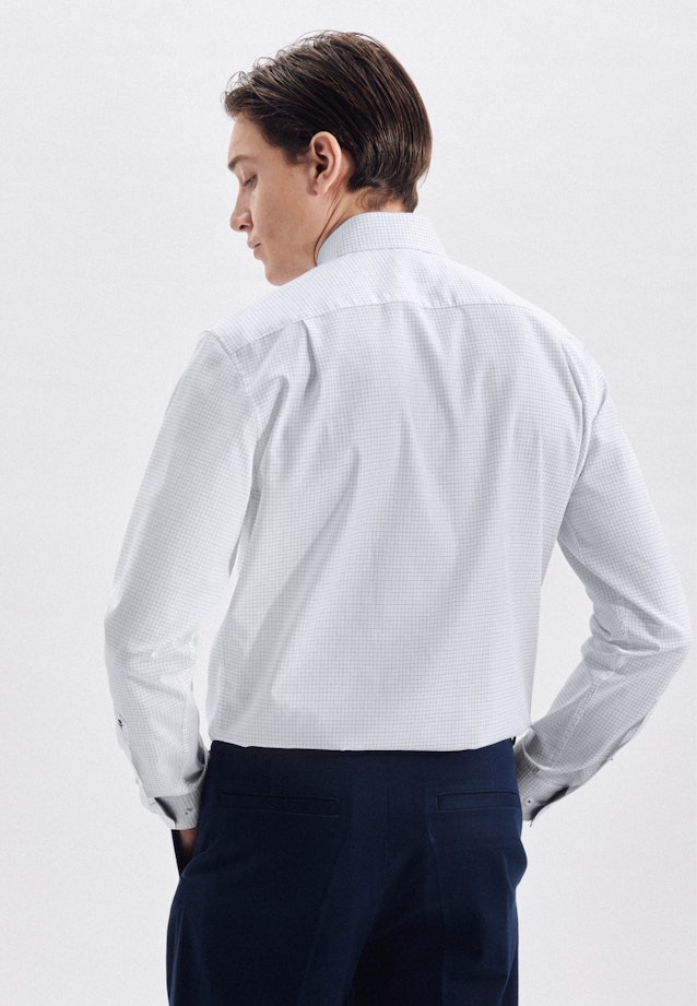 Regular fit Business Hemd Karo in Mittelblau |  Seidensticker Onlineshop