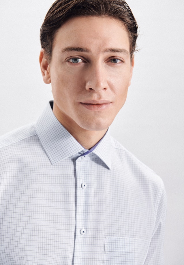 Regular fit Business Hemd Karo in Mittelblau |  Seidensticker Onlineshop