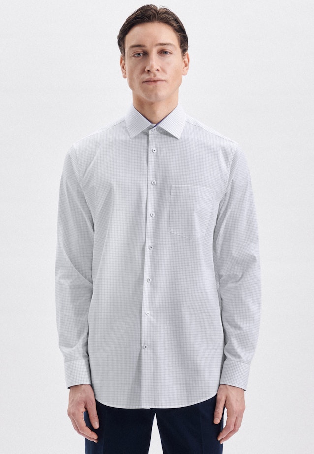 Regular fit Business Hemd Karo in Mittelblau |  Seidensticker Onlineshop