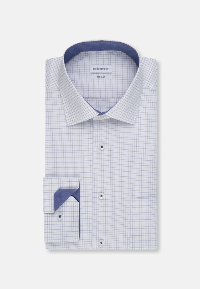 Regular fit Business Hemd Karo in Mittelblau |  Seidensticker Onlineshop