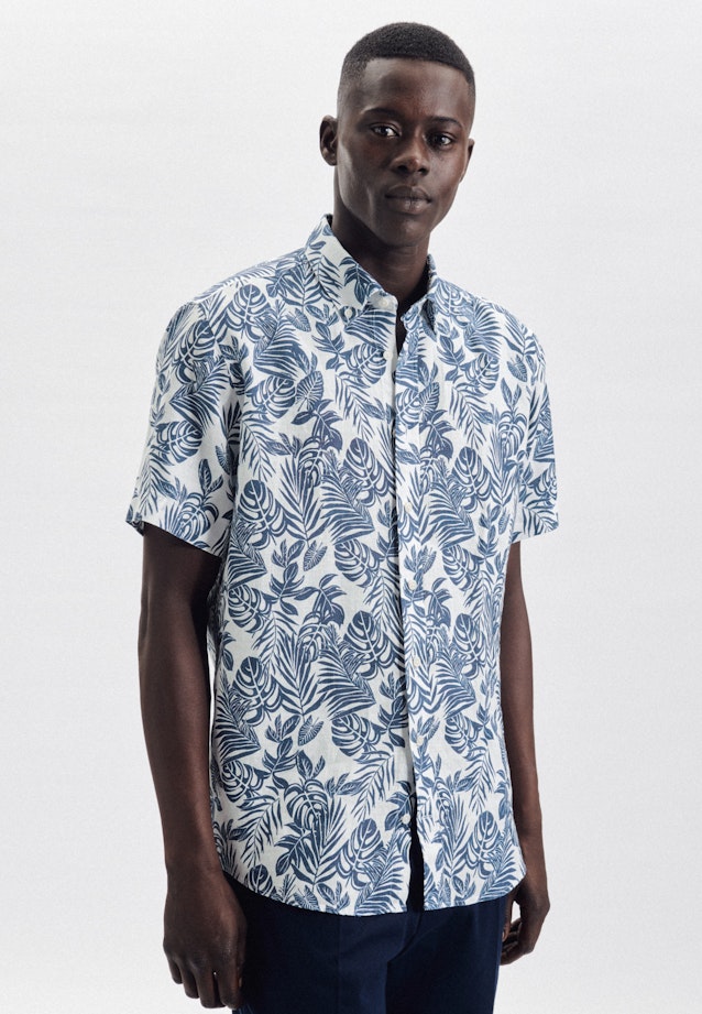 Regular Casual Hemd Druck in Mittelblau |  Seidensticker Onlineshop