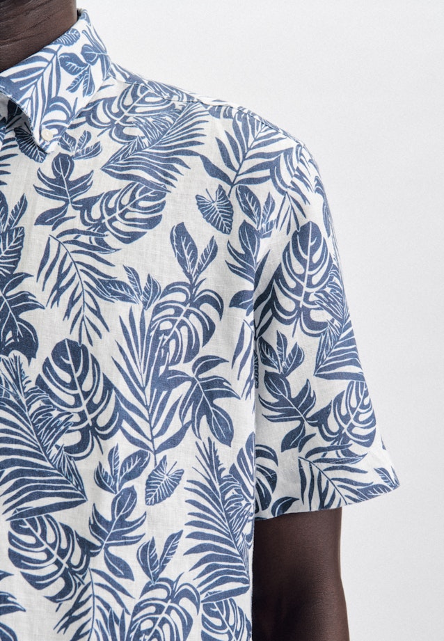 Leinwandbindung Casual Hemd in Regular mit Button-Down-Kragen in Mittelblau |  Seidensticker Onlineshop