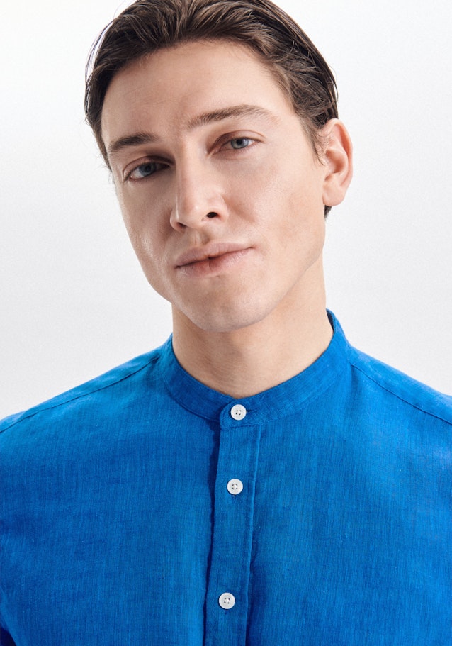 Casual Shirt in Regular with Opstaande Kraag in Turquoise |  Seidensticker Onlineshop