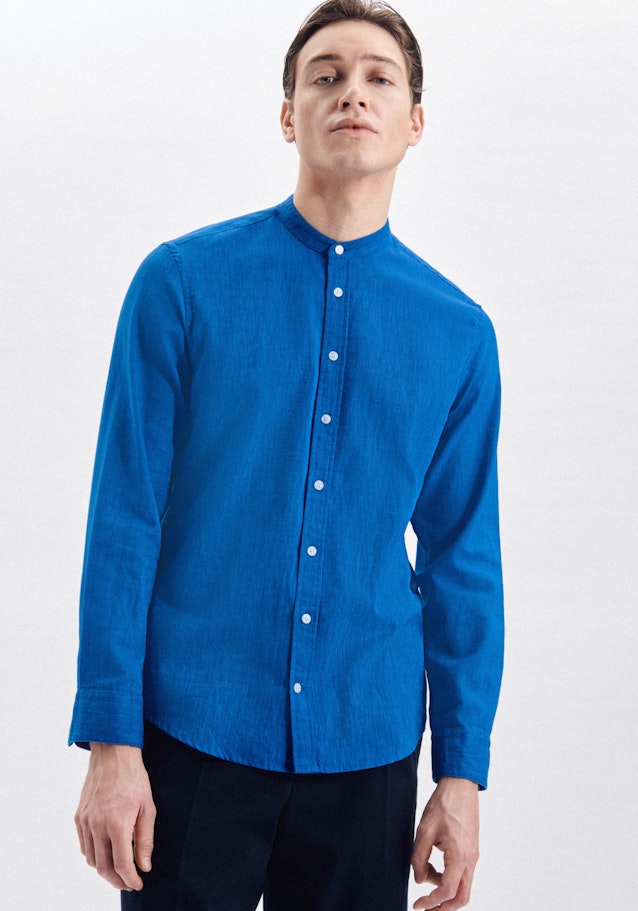 Casual Shirt in Regular with Stand-Up Collar in Turquoise |  Seidensticker Onlineshop