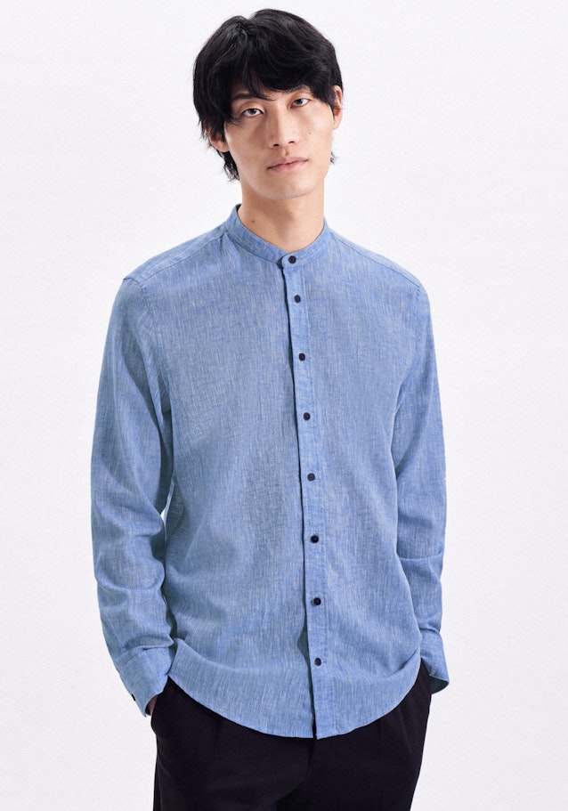 Chemise casual in Regular with Col Montant in Bleu Clair |  Seidensticker Onlineshop