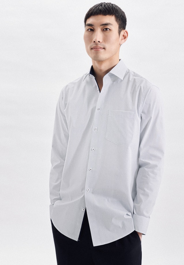 Regular Business Shirt Check in Dark Blue |  Seidensticker Onlineshop