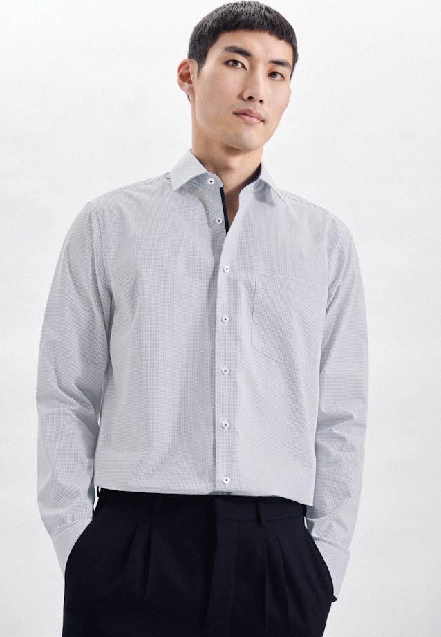 Regular Business Shirt Check in Dark Blue |  Seidensticker Onlineshop