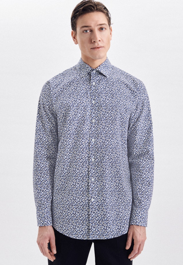 Regular Business shirt Print in Dark Blue |  Seidensticker Onlineshop
