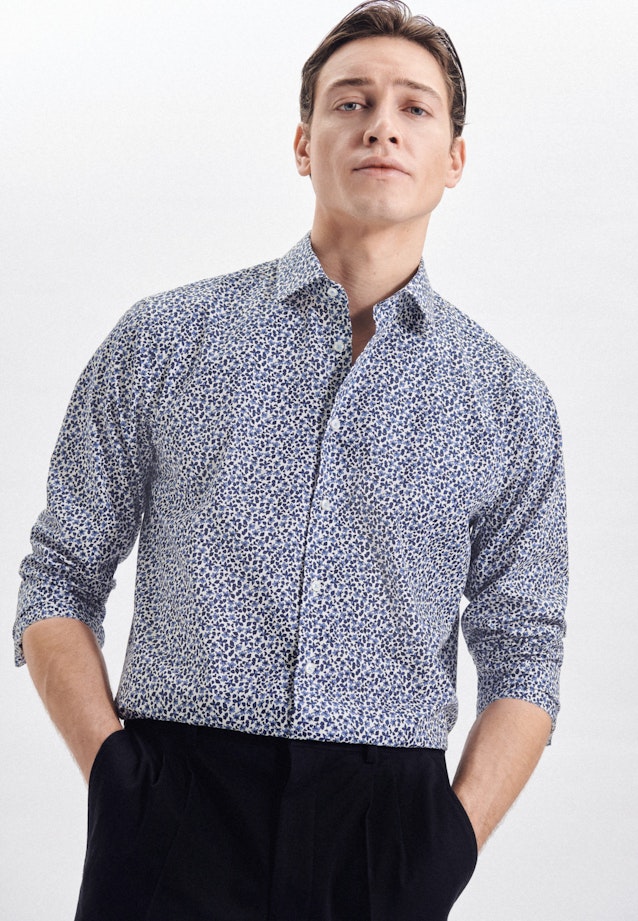 Regular Business shirt Print in Dark Blue |  Seidensticker Onlineshop
