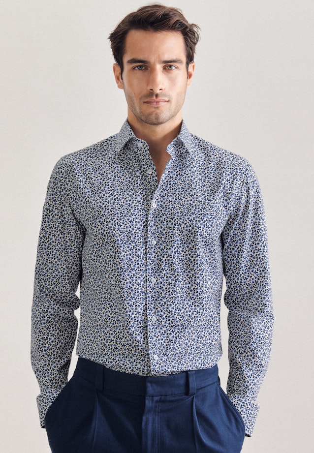Poplin Business Shirt in Slim with Kent-Collar and extra long sleeve in Dark Blue | Seidensticker Onlineshop
