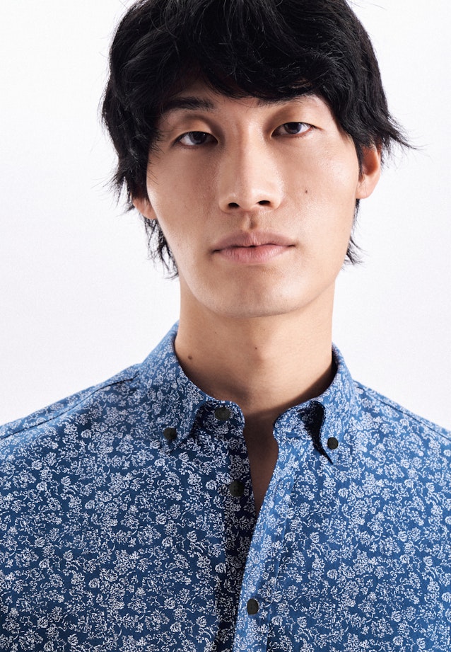 Regular Casual Hemd Druck in Mittelblau |  Seidensticker Onlineshop